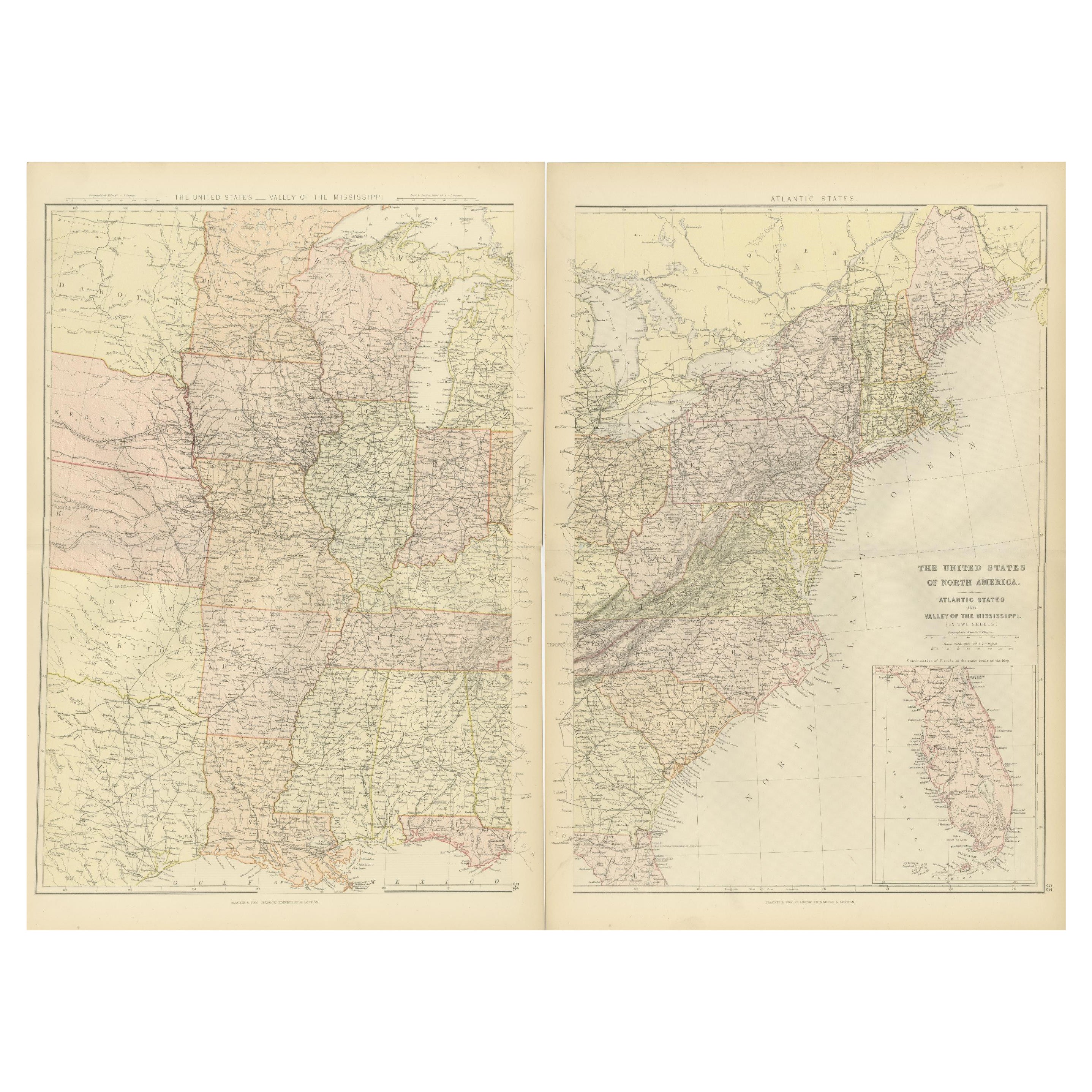 Mapas del Atlas Blackie de 1882: Recopilación de los Estados Atlánticos y el Valle del Mississippi