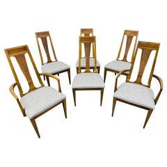 Mid-Century Modern Walnut & Cane Dining Chairs - Set of 6