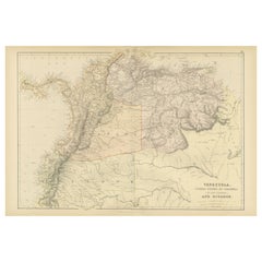 Antique 1882 Map of Venezuela, Colombia (New Granada), and Ecuador