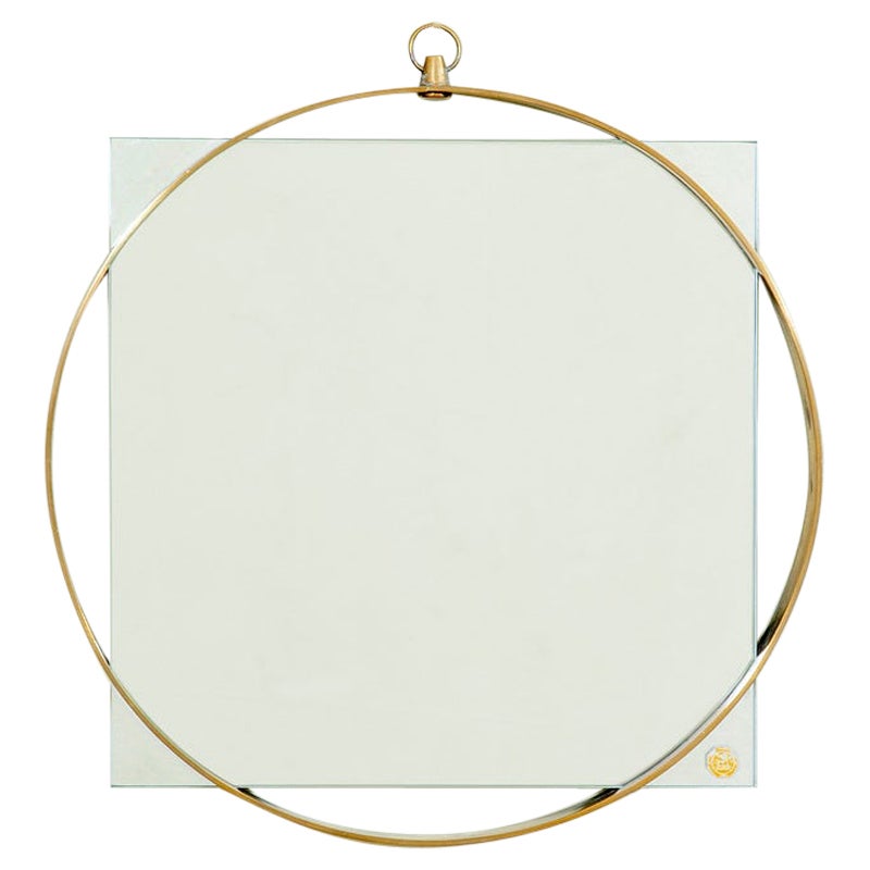 20e siècle, Fontana Arte Petit miroir suspendu avec cadre en laiton, années 50 en vente