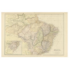 1882 Map of Brazil: Historic Borders, River Systems, and Coastal Regions