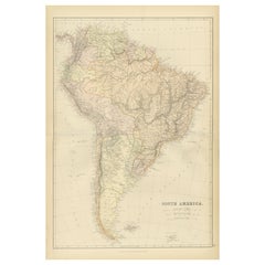 1882 Detailed Map of South America showing Political and Geographical Features