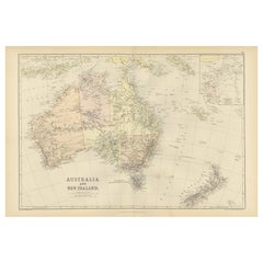 1882 Map of Australia and New Zealand with Regional and Geographical Features