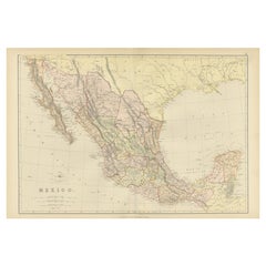 1882 Antike Karte von Mexiko mit Schwerpunkt auf geografischen und politischen Grenzen