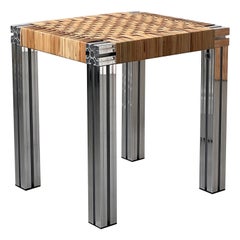 Mirror polished Aluminium Stool with Lapping Cane Seating