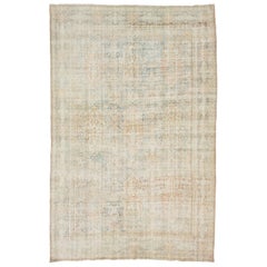 Blue Antique Persian Tabriz Wool Rug with Allover Design from the 1900s
