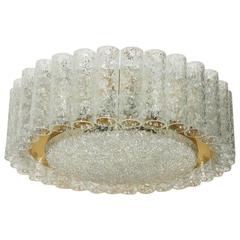 Mid-Century Glass Tube Flush Mount Chandelier by Doria Leuchten