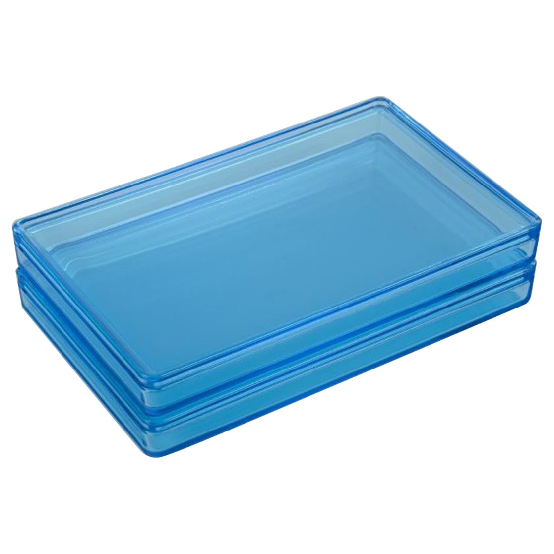 Rauff & Møldrup para Holmegaard. Dos grandes cajas de almacenaje Thurø de cristal azul