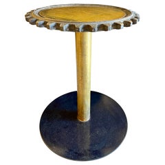 Antike Maschine Cog Holz Schimmel und Messing Beistelltisch