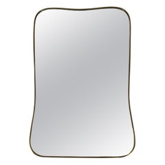 Miroir mural italien avec cadre en laiton attribué à Gio Ponti, années 1960, Italie