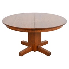 Tavolo da pranzo allungabile con piedistallo Limbert Antique Mission Oak Arts & Crafts