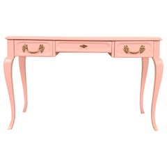 Baker Furniture Französische Provence Louis XV Rosa lackierter Schreibtisch