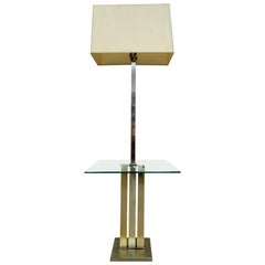 Mid-Century Chrome & Glass Floor Lamp w/ Shelf