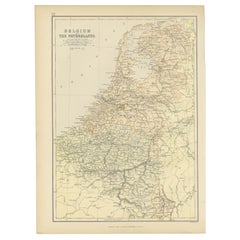 1882 Map of Belgium and The Netherlands Highlighting Geographical Details