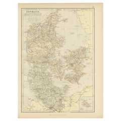 1882 Map of Denmark, Schleswig, and Holstein Highlighting Geographical Details