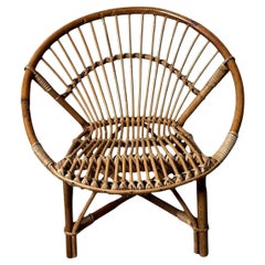 Rustic Italian Vintage  Children’s Armchair In Bamboo And Wicker