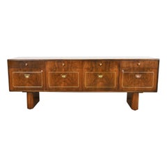 Romweber Mid-Century Hollywood Regency Burl Wood and Brass Sideboard Credenza
