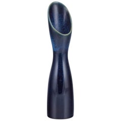 Stig Lindberg for Gustavsberg. Modernist ceramic vase glazed in blue shades.