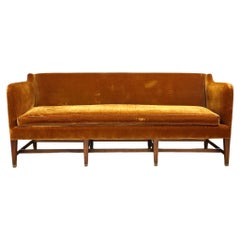 1950s Vintage Federal-Style Patinaed Velvet Upholstery Settee Sofa