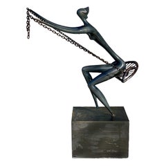 Bronze Outdoor/Indoor Large Rare Sculpture “The Swing” Leon Bronstein, Israel
