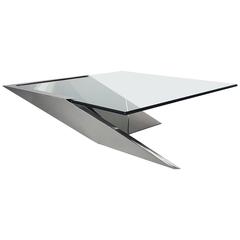 Cantilevered Stainless Steel "SMT" Coffee Table by J. Wade Beam for Brueton