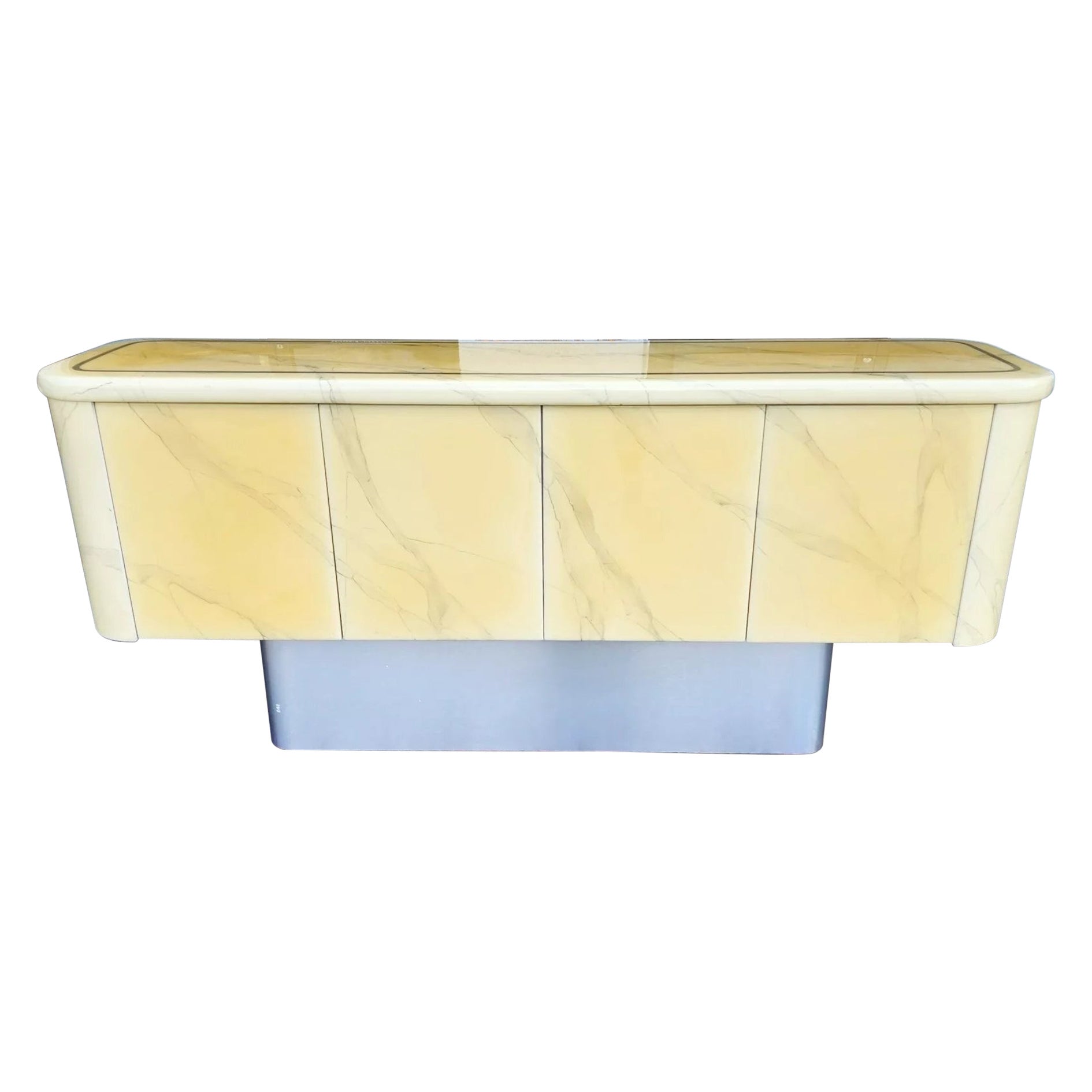Credenza buffet in finta pelle di capra Vintage