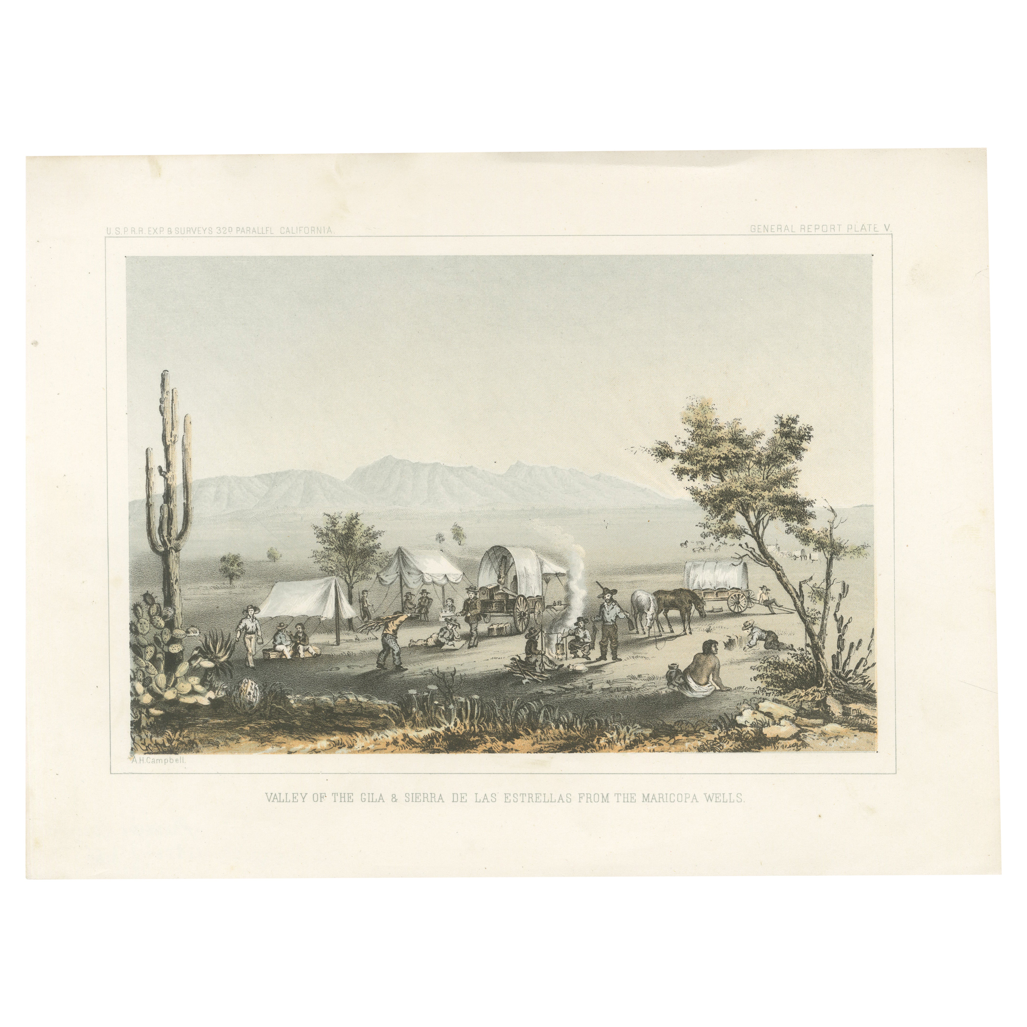 Vista del Valle de Gila y la Sierra de las Estrellas en Maricopa Wells, 1856