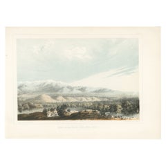 Antique Scenic Valley of Kah-Wee-Ya River with Mountain Backdrop in California, 1856
