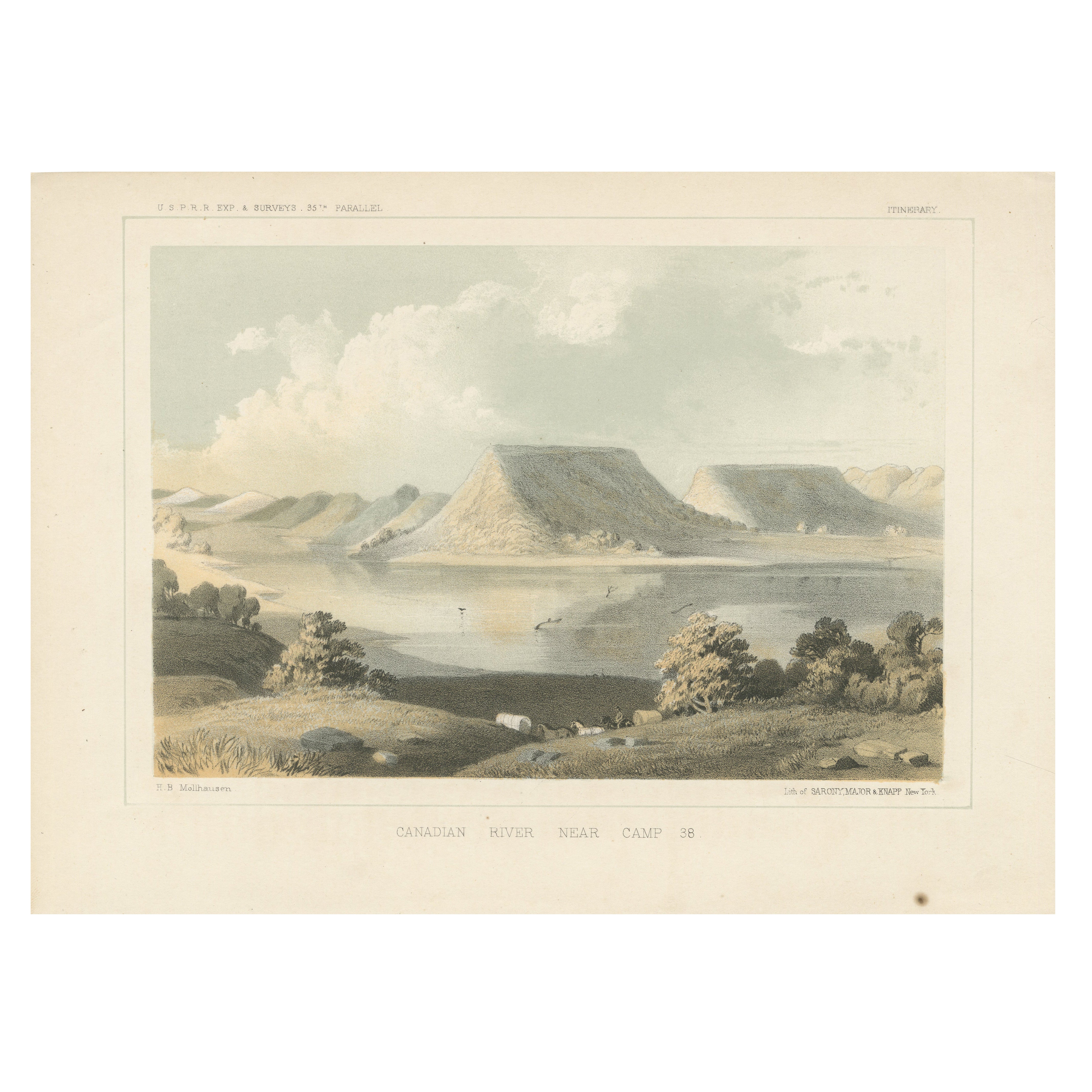 Paisaje panorámico del río Canadian, Campo 38 - Entre Witchita y Oklahoma, 1856