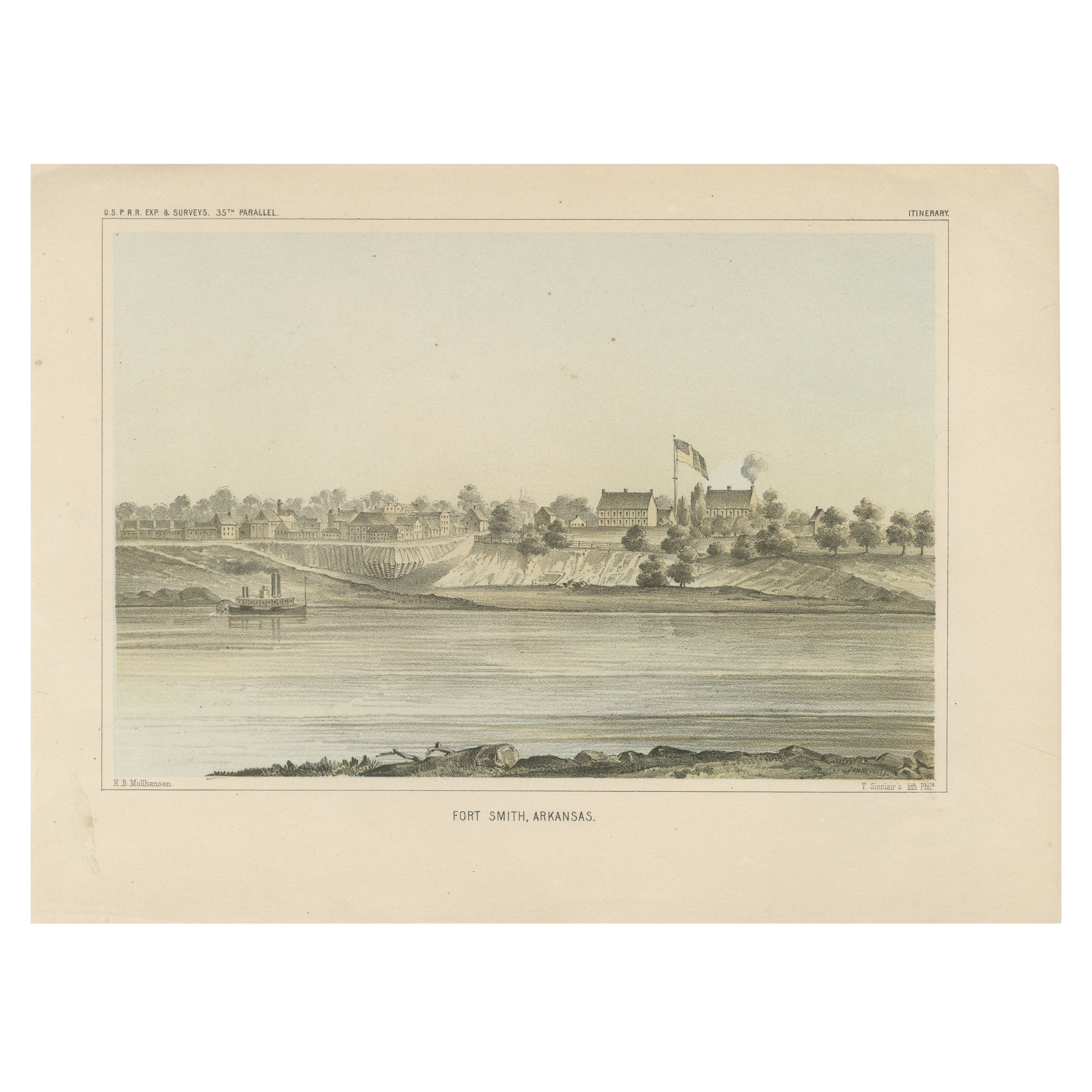 Historic View of Fort Smith, Arkansas, Overlooking the Arkansas River, 1856