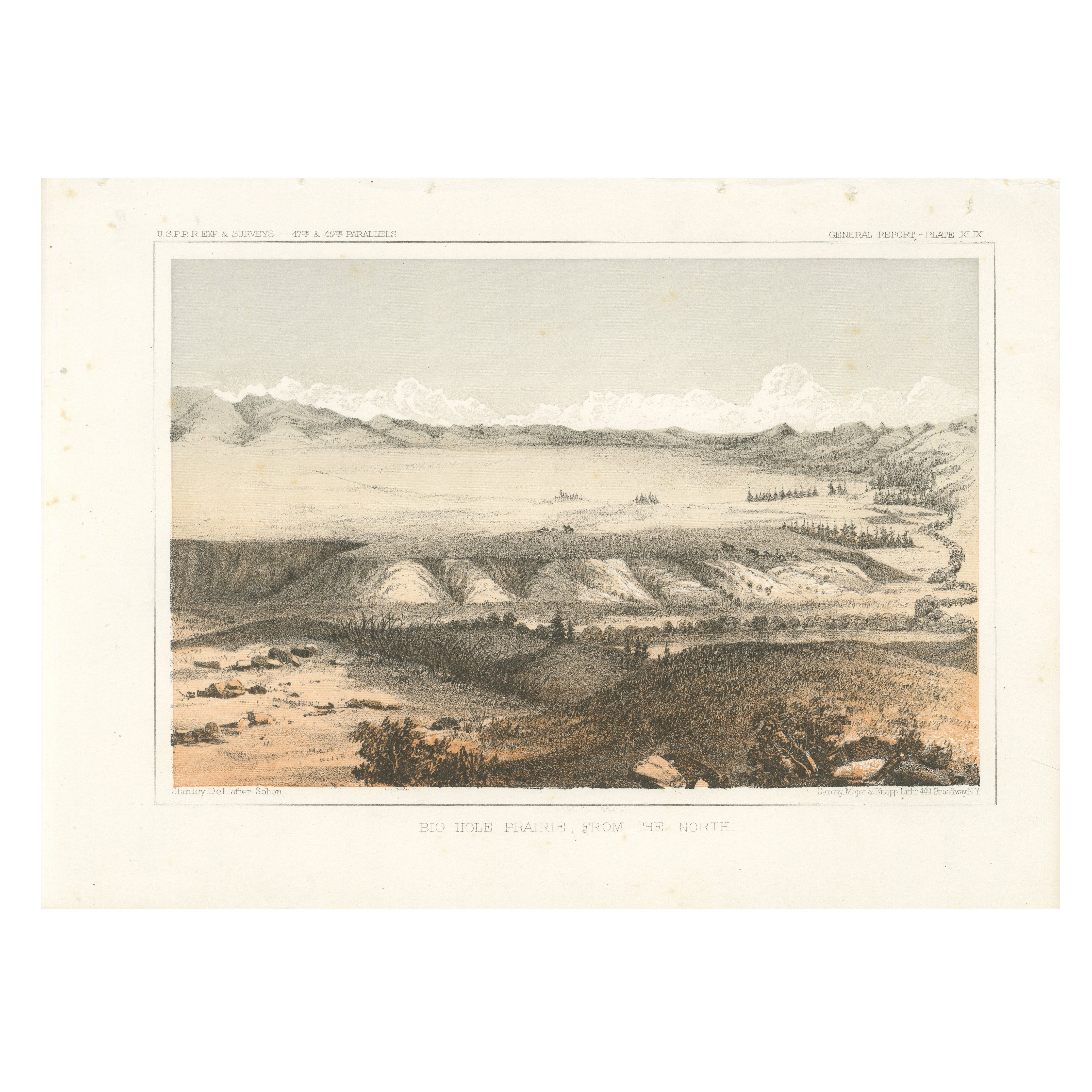 Vista della prateria di Big Hole - Stampa di paesaggio del Montana, pubblicata nel 1856