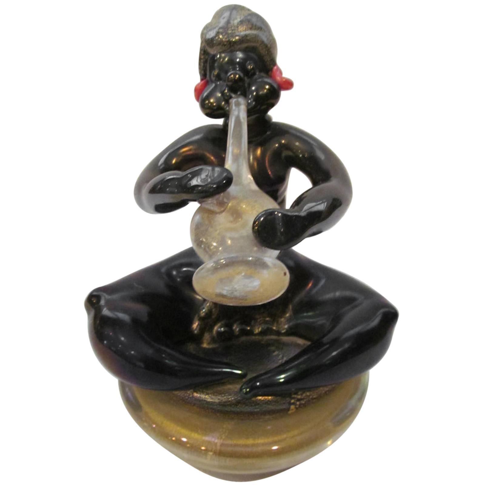 Alfredo Barbini Rare Snake Charmer Murano Figure, 1950s