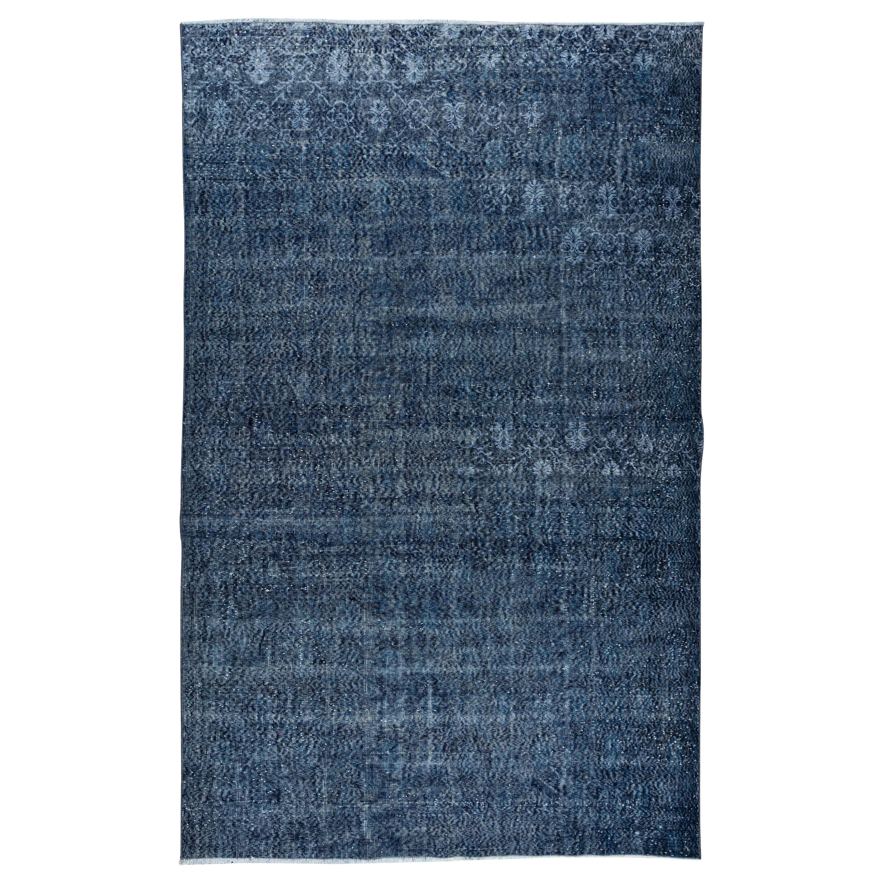 Alfombra Turca Vintage de 7x11 Pies en Azul Marino hecha a mano para Interiores Modernos