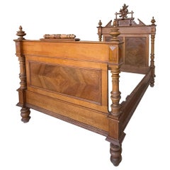 Antike Französisch Louis XVI Stil voller Größe Rosenholz geschnitzt Bettgestell Barock
