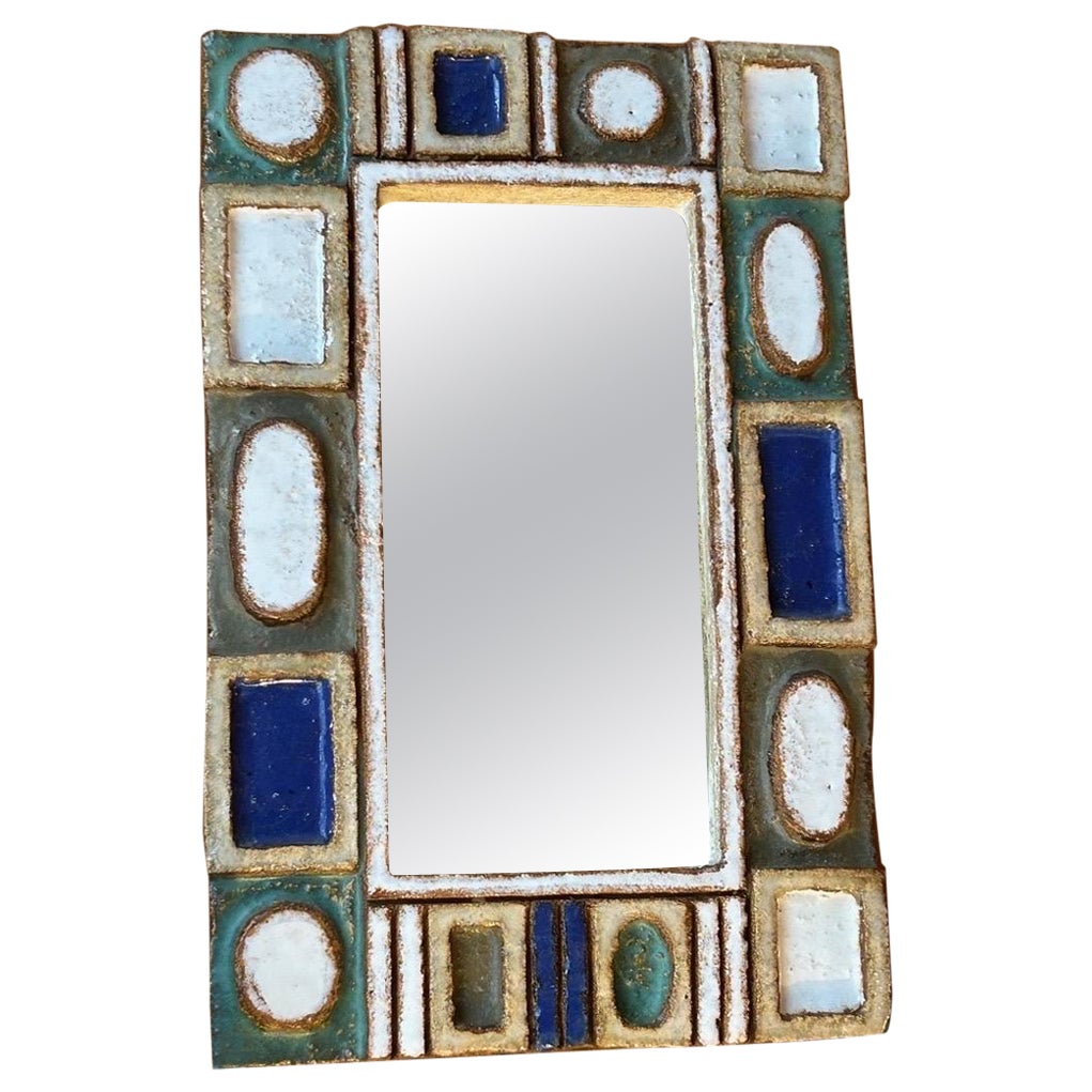 Ceramic mirror by les Argonautes, France 1960's For Sale