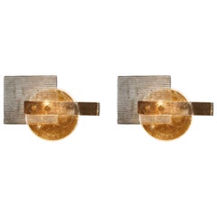 Paar Wandleuchter aus modernistischem Murano-Glas mit Rauch und Gold