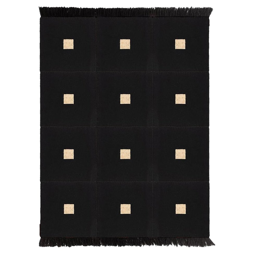 BOZ Tapis tissé noir moyen par Hermhaus