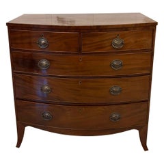Antique George III Quality Mahogany Bow Fronted Chest of 5 Drawers