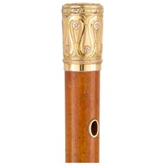 French 18th Century Gold Mounted Walking Stick