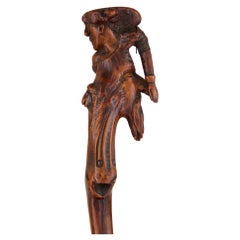 Late 19th Century Carved Wood Folk Art Walking Stick