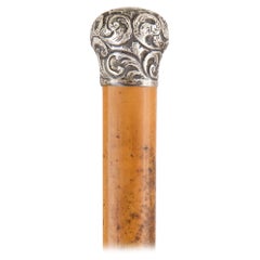Late 19th Century Arts & Crafts Style Silver Mounted Walking Stick
