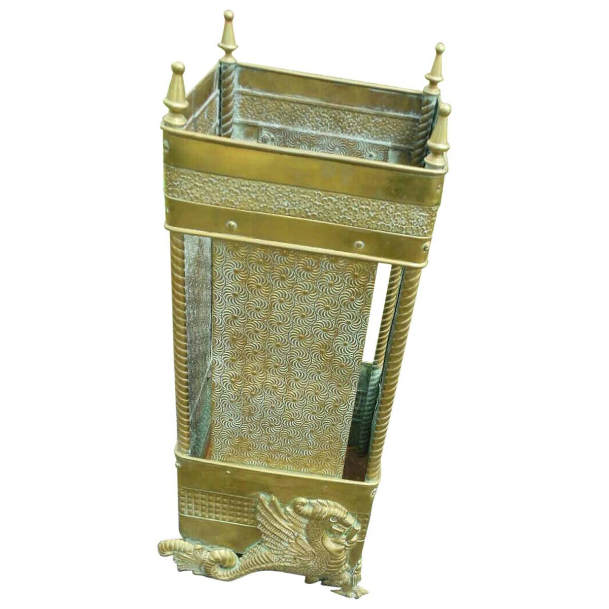 American Aesthetic Brass Antique Umbrella Stand For Sale