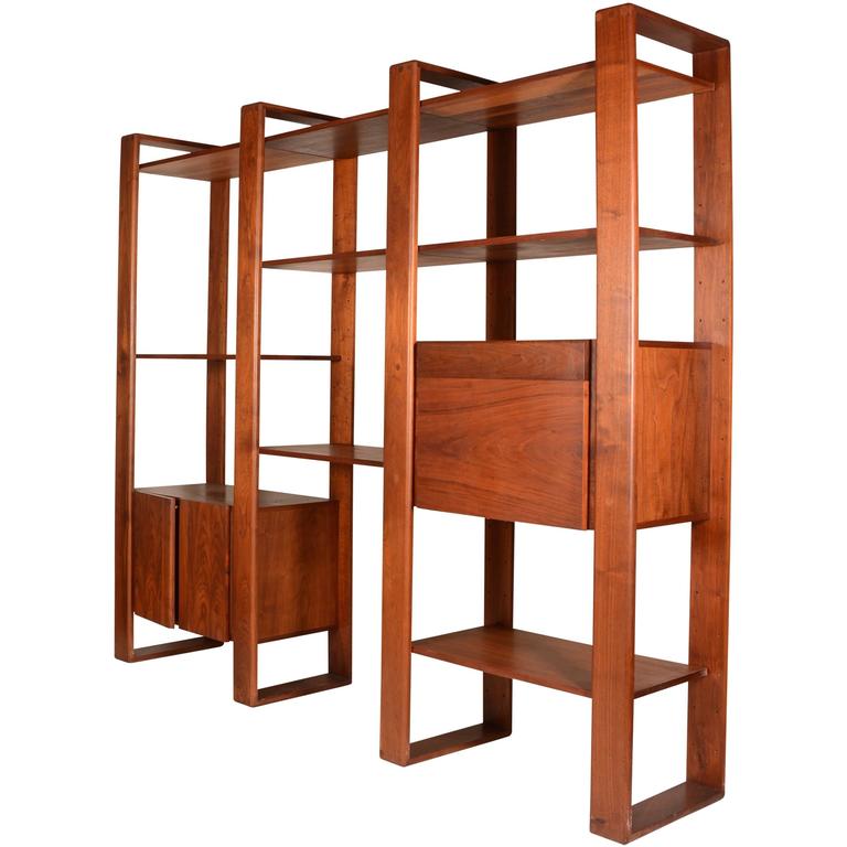 Lou Hodges Walnut Freestanding Wall Unit Shelving System For At Lou Hodges Walnut Freestanding Wall Unit Shelving System For