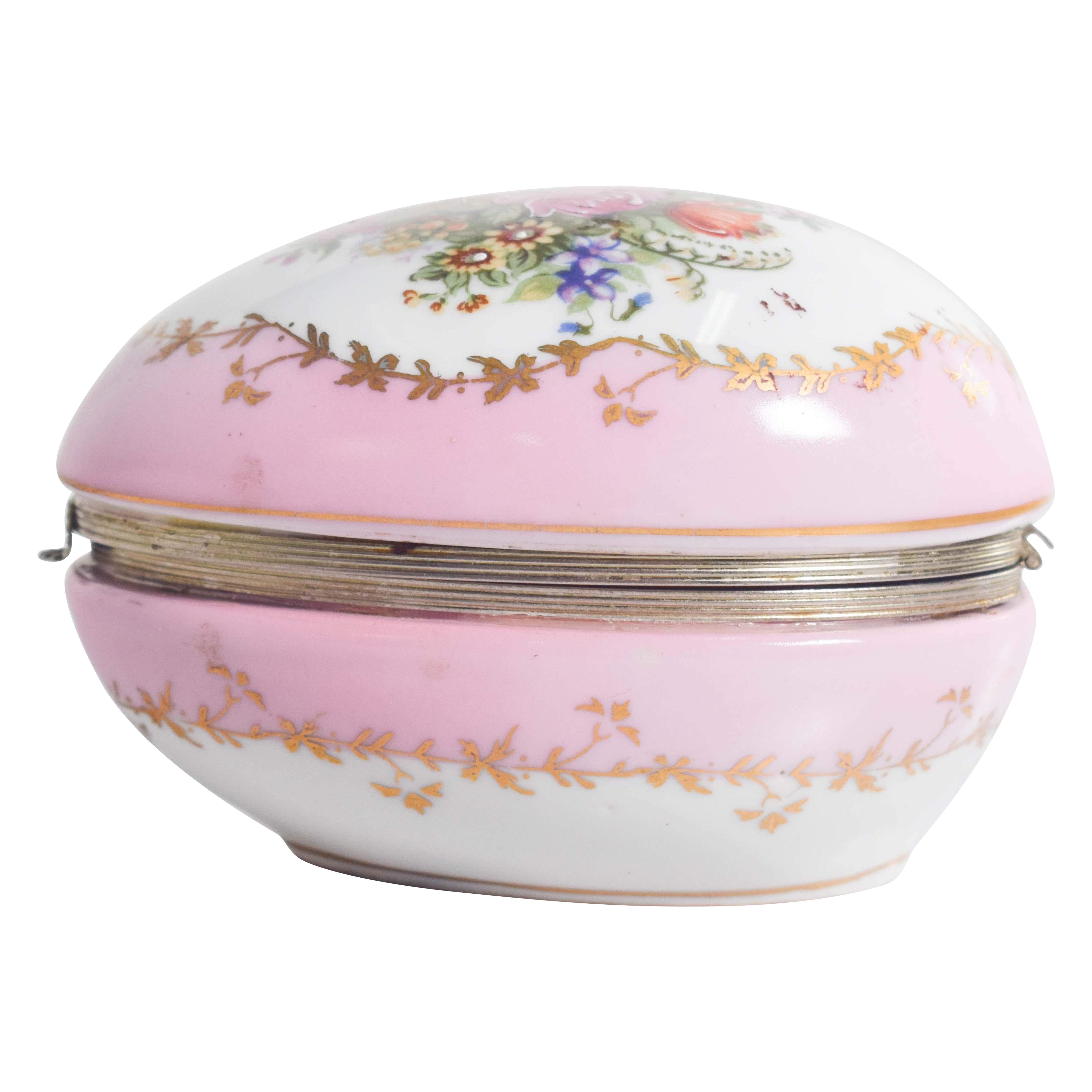 Egg-Shaped Jewelry Box With Metal Mount For Sale