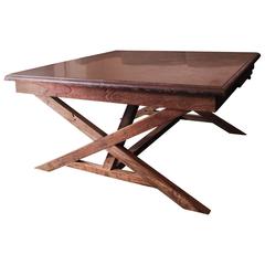 Reclaimed Wood Coffee Table with Bluestone Slab
