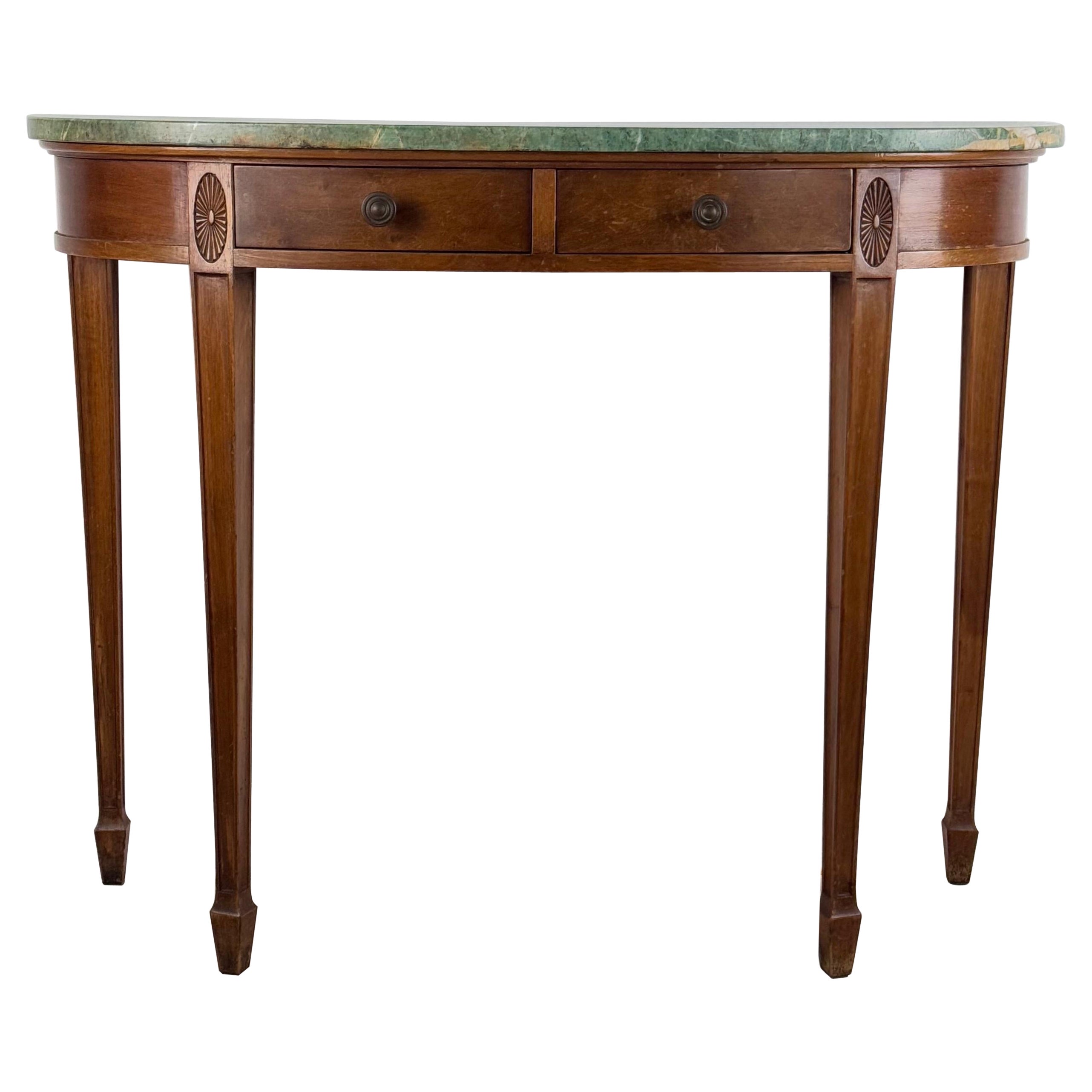 Rare console de 1940 de Paolo Buffa en noyer avec dessus en marbre malachite vert en vente