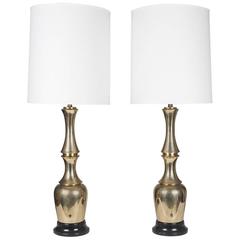 Pair of Monumental 1960s Brass Table Lamps