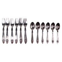 Georg Jensen Flatware Group with 6 Spoons & 6 Forks in Pattern No. 5