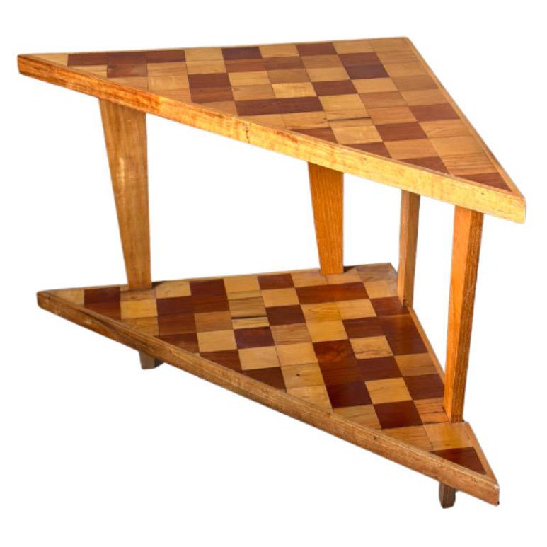 Checkered Corner Two-Tier Table For Sale