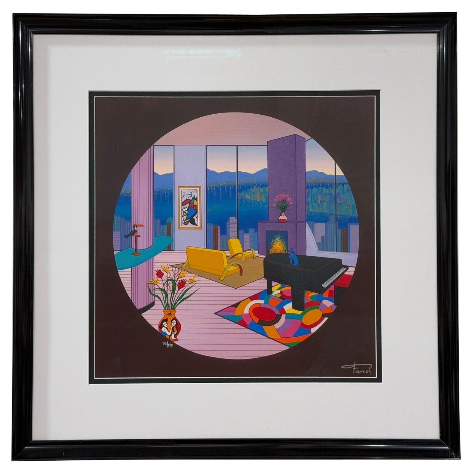 Fanch "Francoise" Ledan - Interior With Grand Piano III - Miro - Signed Numbered For Sale